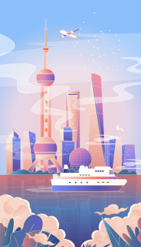 中国风上海城市竖版矢量