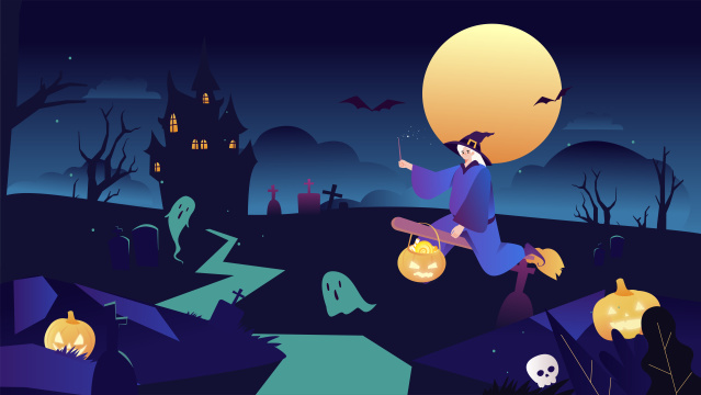 万圣节女巫插画