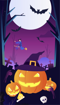 南瓜万圣节插画