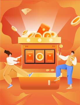 一对情侣抽奖插画