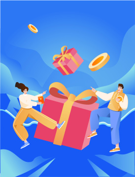 一对情侣抽礼物盒插画