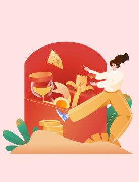 女性送红包插画