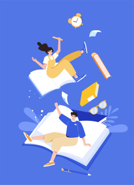 学生学习读书插画