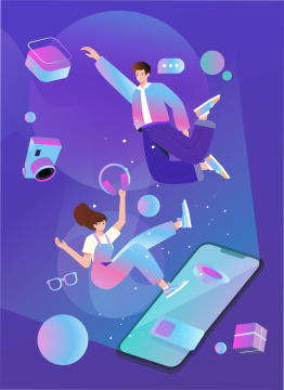 数码电商产品促销插画竖版