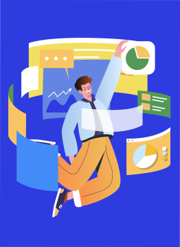 一个男孩分析数据插画