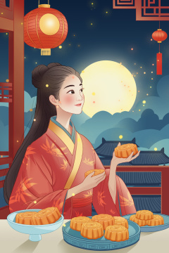 国风中秋国庆插画