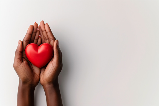 一个人手里拿着一颗心背景为白色
