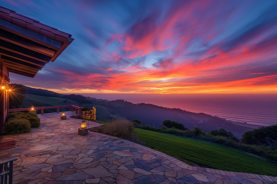 从甲板上欣赏美丽的日落欣赏美丽的海景