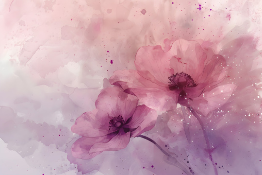 粉红色背景上的粉红色花朵画图像底部有油漆