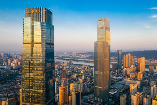 航拍长沙国际金融中心世茂环球金融中心