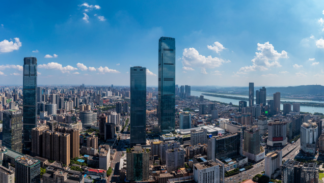 航拍长沙国际金融中心世茂环球金融中心