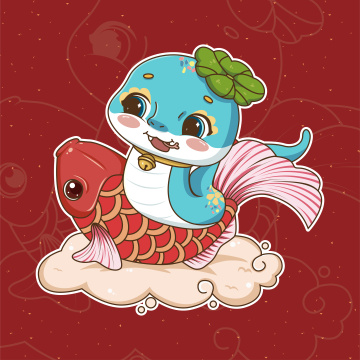蛇年卡通吉祥物插画