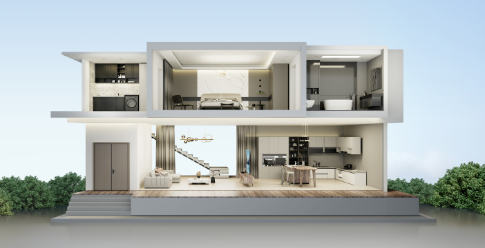 立体别墅三维户型剖面图