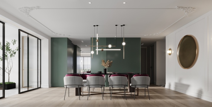 客餐厅-在有限的餐厅空间里，实现高效收纳是对空间尺度的精准把控，经典的设计，选择经典的家具，让自然光充分洒进厨房，让烹饪成为享受，让家不仅是一个居住的空间，更是生活的艺术馆。