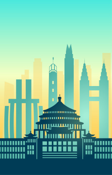中国重庆市城市景观矢量渐变插画