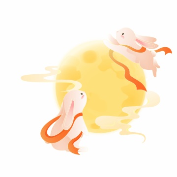 中秋节月亮月饼月兔桂花插画