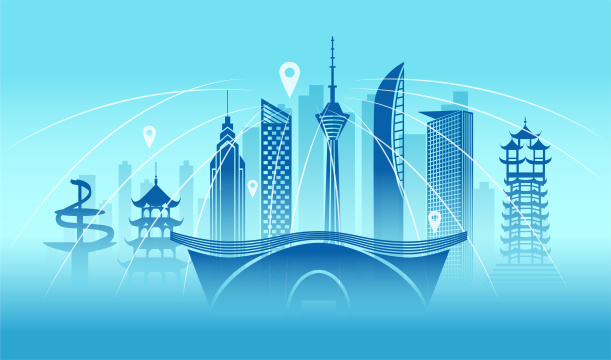 中国四川省成都市城市数据网络空间插画