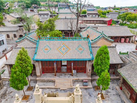 山西晋中灵石县王家大院航拍