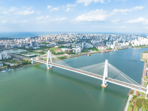 海南海口世纪大桥航拍风光