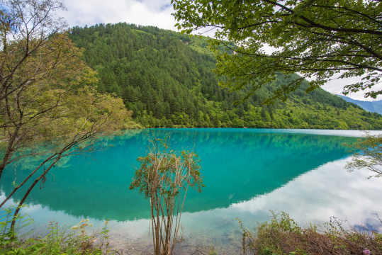 九寨沟里的蔚蓝湖泊