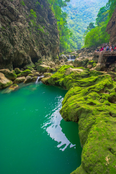 中国贵州黔南荔波县大七孔景区内的溪谷风光