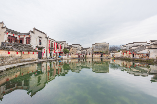 中国安徽黟县宏村月沼冬季风光