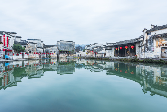 中国安徽黟县宏村月沼冬季风光