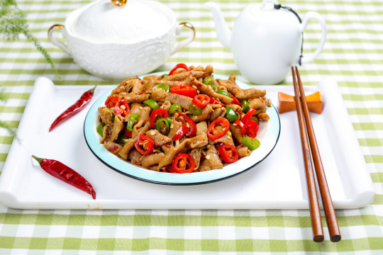 双椒炒鸭肠