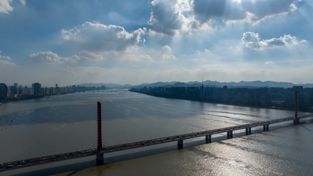 航拍杭州西兴大桥