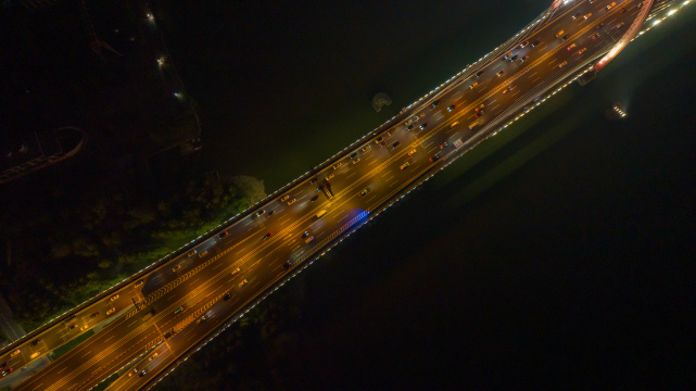 航拍杭州之江大桥夜景