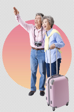 旅行中的老夫妇 PNG 图像 