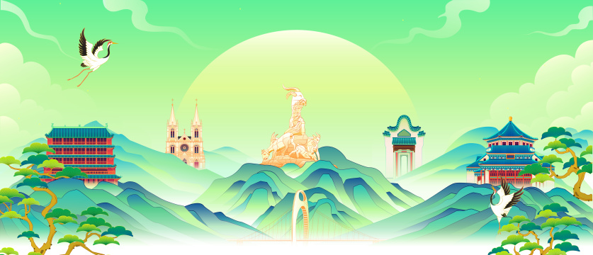 中国风广州插画