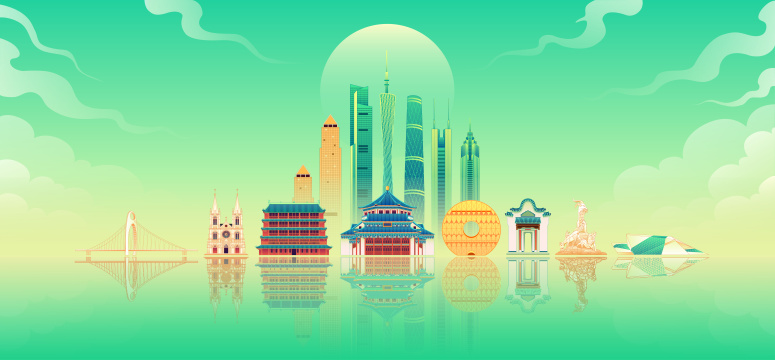 广州城市国潮插画