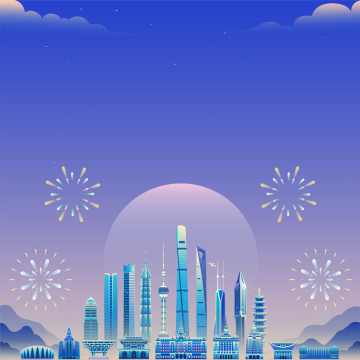 城市上海时尚现代扁平渐变矢量插画