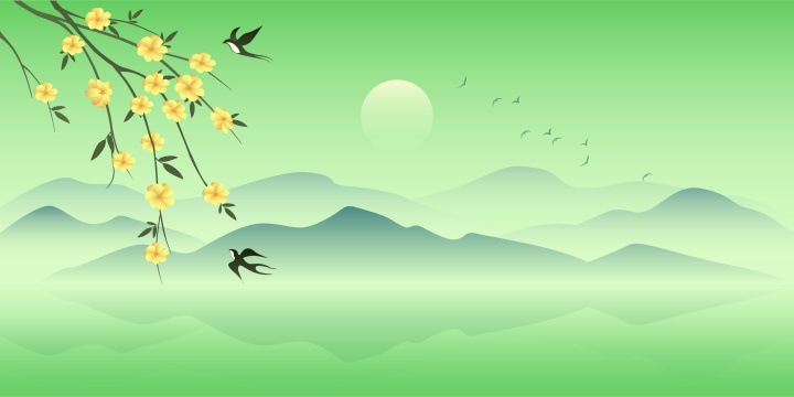 立春节气花卉迎春花矢量中国风插画