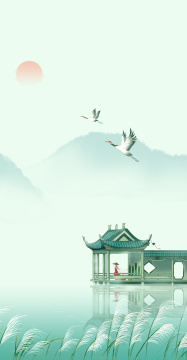 古风寒秋山水国风插画