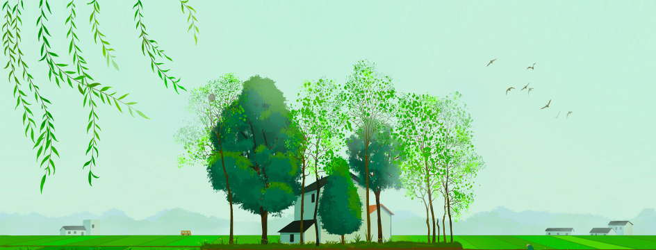 乡村振兴田园春天治愈插画