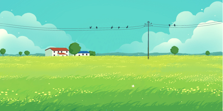 春天治愈田园手绘插画