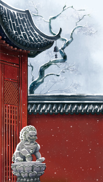 古建筑,红墙,冬天,立冬,大寒,小寒,大雪,小雪,中国风,古风,国风,节气,屋檐