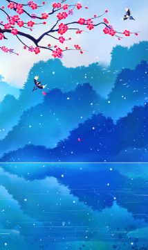 冬天梅花腊梅国风插画