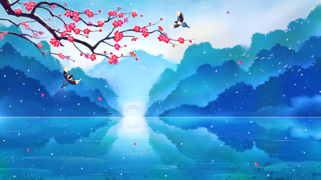 冬天梅花腊梅国风插画