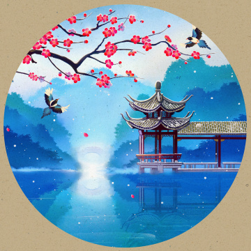 冬天梅花腊梅国风插画