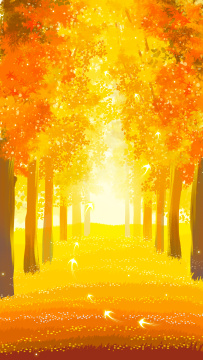 金秋树林唯美治愈插画