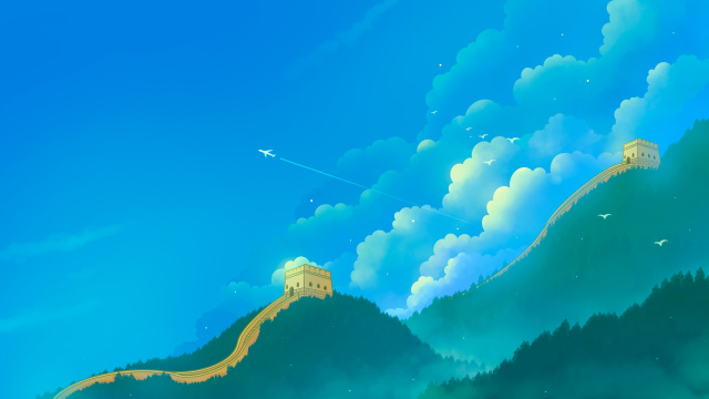 长城唯美插画