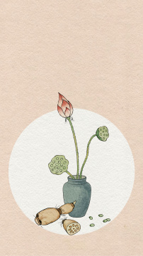 夏日荷花莲藕水墨画