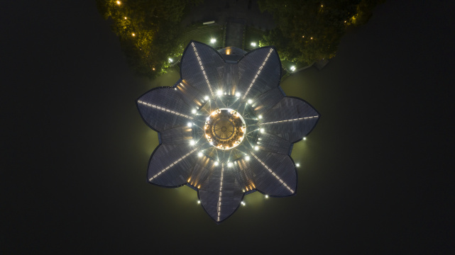 俯拍李叔同纪念馆夜晚