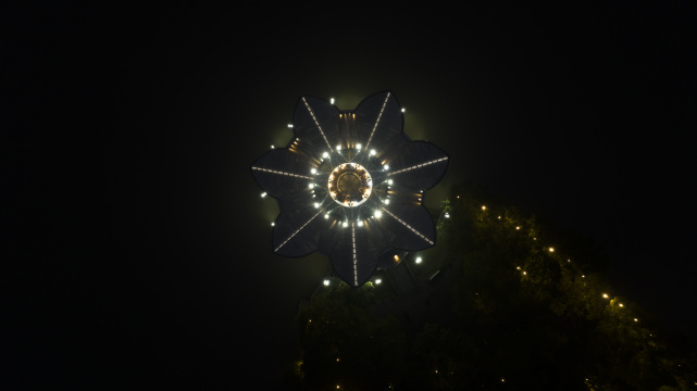 俯拍李叔同纪念馆夜晚