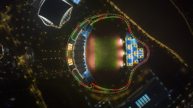 浙江嘉兴平湖市体育馆夜景