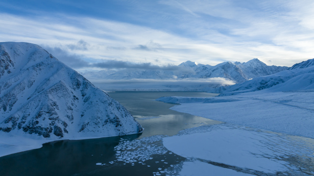新疆帕米尔高原昆仑雪山白沙湖航拍