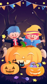 万圣节可爱矢量插画